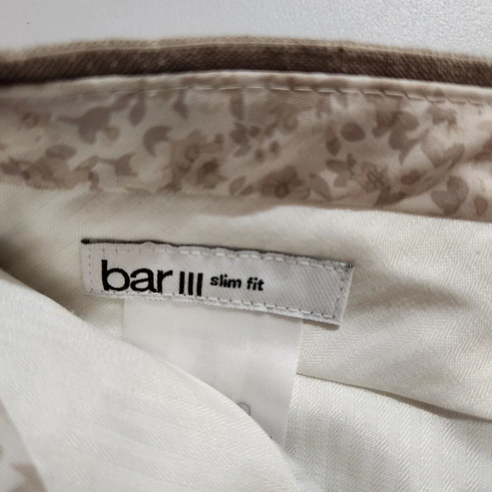 Bar III 100% Linen Pinstripe Pants Trousers Men's 30x31 Slim Fit Flat Front